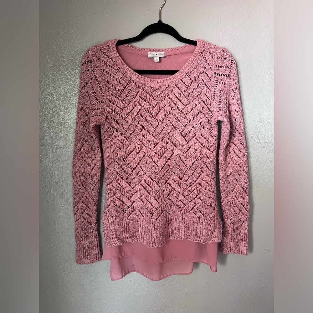 Lucky Brand Pink Layered Knit Sweater